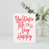 Valentine's Day Love You Make Me Happy Card. Briefkaart (Staand voorkant)