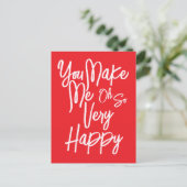 Valentine's Day Love You Make Me Happy Card. Briefkaart (Staand voorkant)