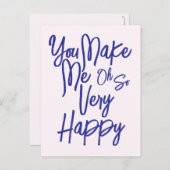 Valentine's Day Love You Make Me Happy Card. Briefkaart (Voorkant / Achterkant)