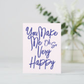 Valentine's Day Love You Make Me Happy Card. Briefkaart (Staand voorkant)