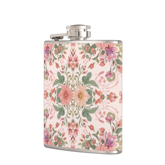 Valentine's Day, Lovely Pink Flowers Pattern  Heupfles (Links)