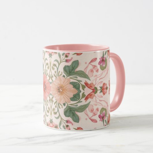 Valentine's Day, Lovely Pink Flowers Pattern Mok (Voorkant rechts)