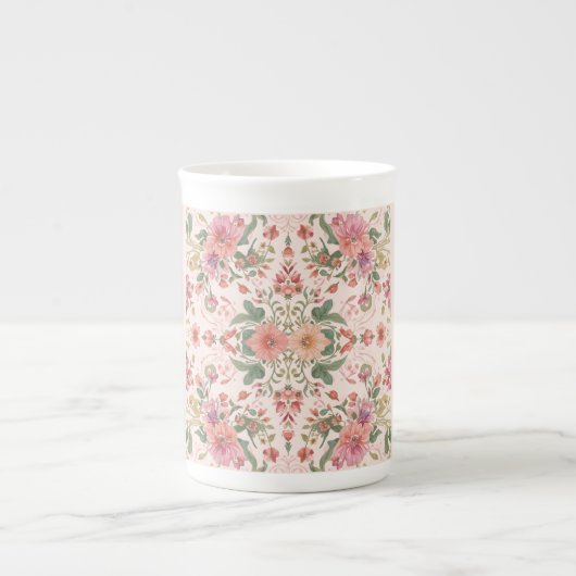 Valentine's Day, Lovely Pink Flowers Pattern  Porselein Kop (Voorkant)