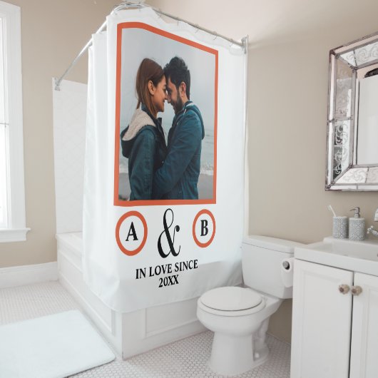 Valentine's Day lovers koppel monogram placebo hol Douchegordijn (In situ)