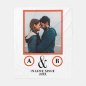 Valentine's Day lovers koppel monogram placebo hol Fleece Deken (Voorkant)
