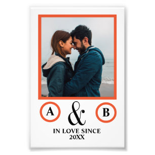 Valentine's Day lovers koppel monogram placebo hol Foto Afdruk