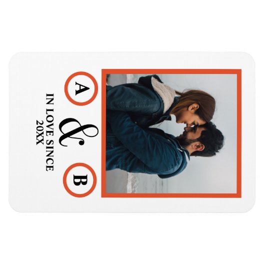 Valentine's Day lovers koppel monogram placebo hol Magneet (Horizontaal)