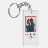 Valentine's Day lovers koppel monogram placebo hol Sleutelhanger (Voorkant Links)