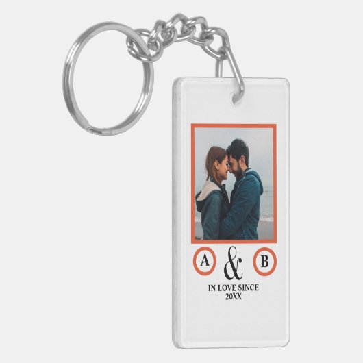 Valentine's Day lovers koppel monogram placebo hol Sleutelhanger (Voorkant Links)