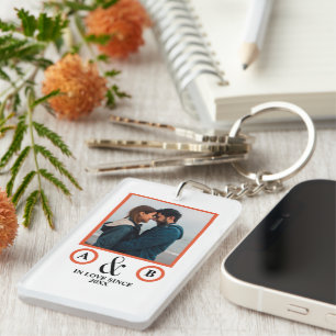 Valentine's Day lovers koppel monogram placebo hol Sleutelhanger