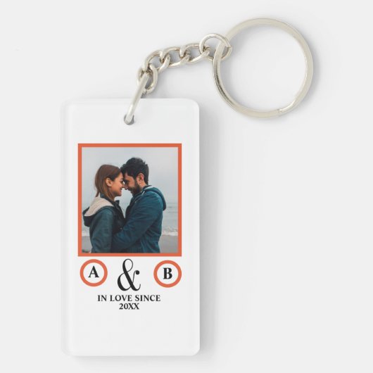 Valentine's Day lovers koppel monogram placebo hol Sleutelhanger (achterkant)