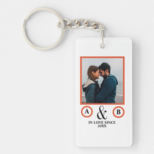 Valentine's Day lovers koppel monogram placebo hol Sleutelhanger (Voorkant)