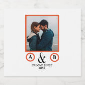 Valentine's Day lovers koppel monogram placebo hol Sparkling Wijnetiket (Enkel label)