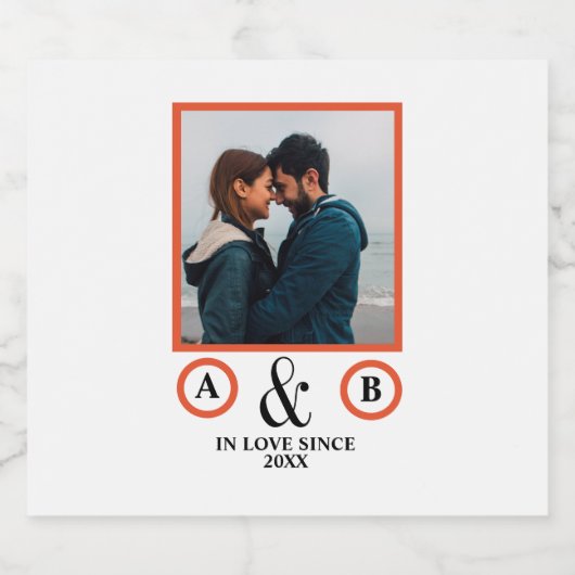 Valentine's Day lovers koppel monogram placebo hol Sparkling Wijnetiket (Enkel label)