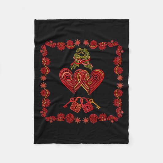 Valentines Day Matching Couple Heart Pajamas Men W Fleece Deken (Voorkant)