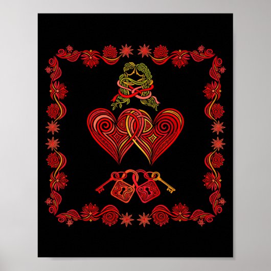 Valentines Day Matching Couple Heart Pajamas Men W Poster (Voorkant)