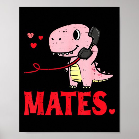 Valentines Day Matching Soulmates Mates Dino Coupl Poster (Voorkant)
