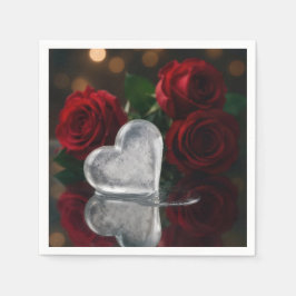 Valentine's Day Melting Ice Heat With Red Roses Servet