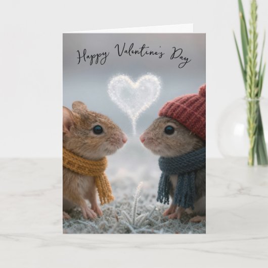 Valentine's Day Mice With a Frosty Heart Kaart (Voorkant)