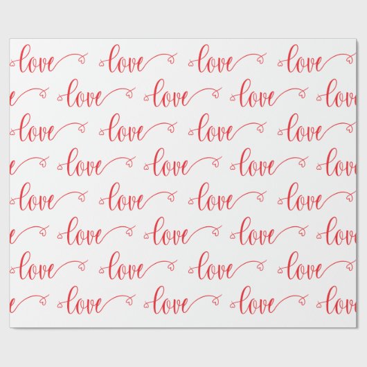 Valentine's Day Modern Love Heart Script Pattern Cadeaupapier (Vlak)
