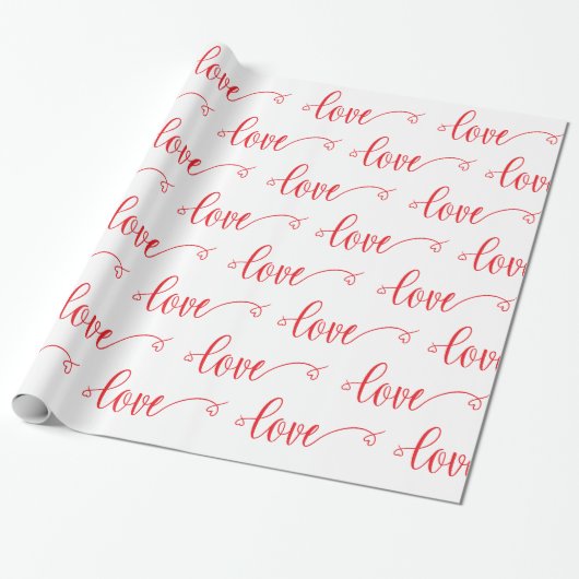 Valentine's Day Modern Love Heart Script Pattern Cadeaupapier (Uitgerold)