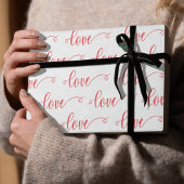 Valentine's Day Modern Love Heart Script Pattern Cadeaupapier