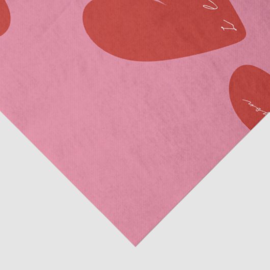 Valentine's Day Modern Red & Pink Hearts Script Tissuepapier (Detail)