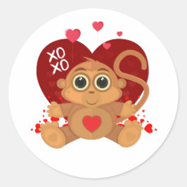 Valentine's Day Monkey  Ronde Sticker