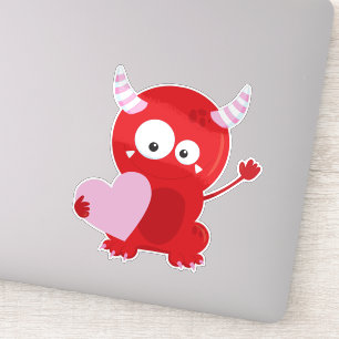 Valentine's Day Monster, Cute Monster, Hearts Sticker