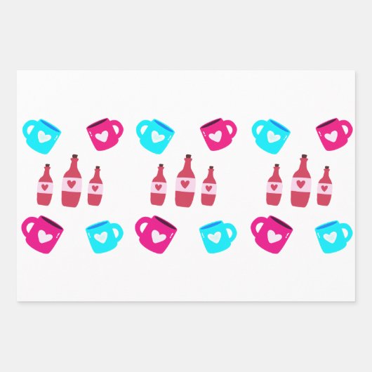 Valentine's Day Mugs and Bottles  Inpakpapier Vel (Voorkant 2)
