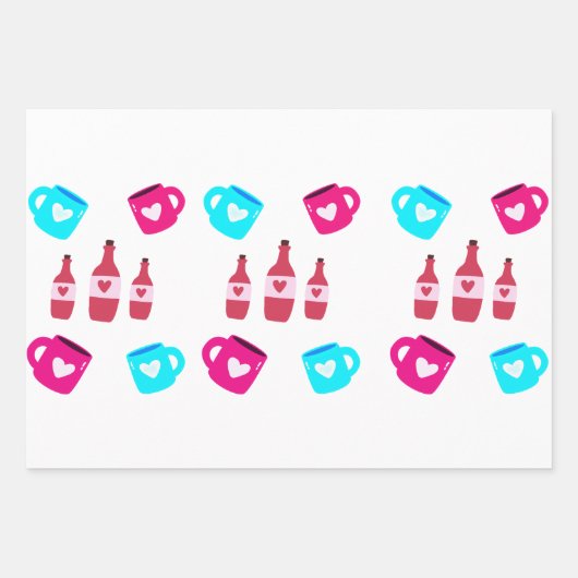 Valentine's Day Mugs and Bottles  Inpakpapier Vel (Voorkant)