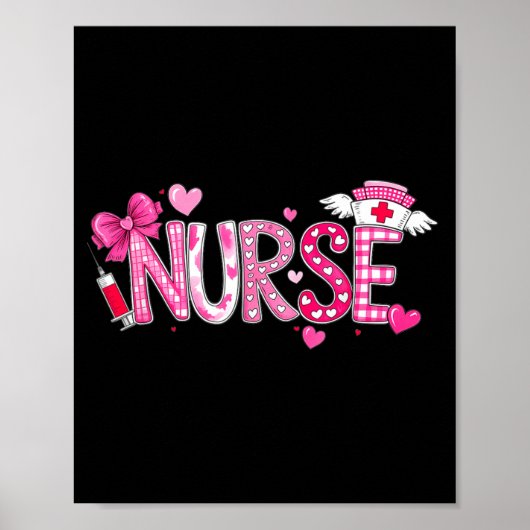 Valentines Day Nurse Graphic Nk Patterns For Woman Poster (Voorkant)