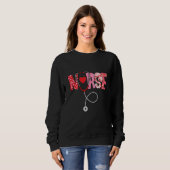 Valentines Day Nurse Heart Nursing Scrub Top RN Wo (Voorkant volledig)