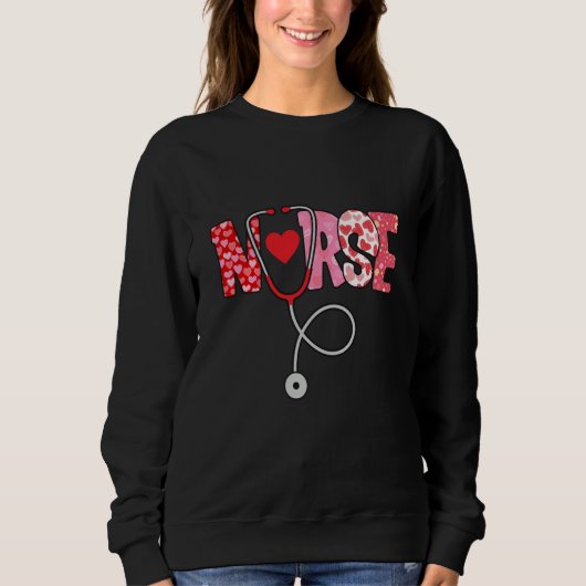 Valentines Day Nurse Heart Nursing Scrub Top RN Wo (Voorkant)