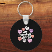 Valentines Day Oncology Nurse Cancer Suprt Groovy  Sleutelhanger (Voorkant)