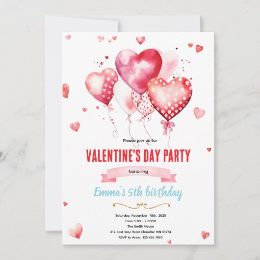 Valentines day party invitation kaart (Voorkant)