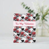 Valentine's Day Patterned Roses and Hearts Briefkaart (Staand voorkant)
