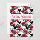 Valentine's Day Patterned Roses and Hearts Briefkaart (Voorkant / Achterkant)