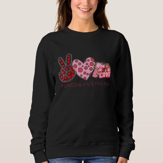 Valentine's Day Peace Sign Love 60's 70's Hippie Trui (Voorkant)