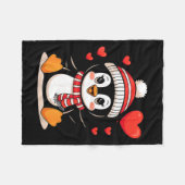 Valentine's Day Penguin Heart Balloon Cute Fleece Deken (Voorkant (Horizontaal))
