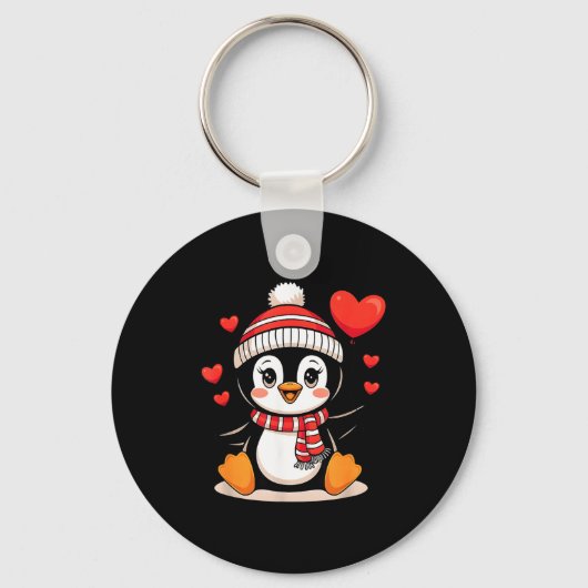 Valentine's Day Penguin Heart Balloon Cute  Sleutelhanger (Voorkant)