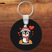 Valentine's Day Penguin Heart Balloon Cute  Sleutelhanger (Voorkant)