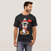 Valentine's Day Penguin Heart Balloon Cute  T-shirt (Voorkant volledig)