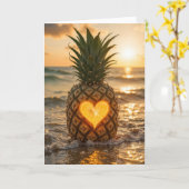 Valentine's Day Pineapple With a Glowing Heart Kaart (Gele Bloem)