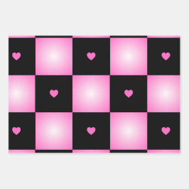 Valentines Day Pink and Black Ombre Custom Inpakpapier Vel