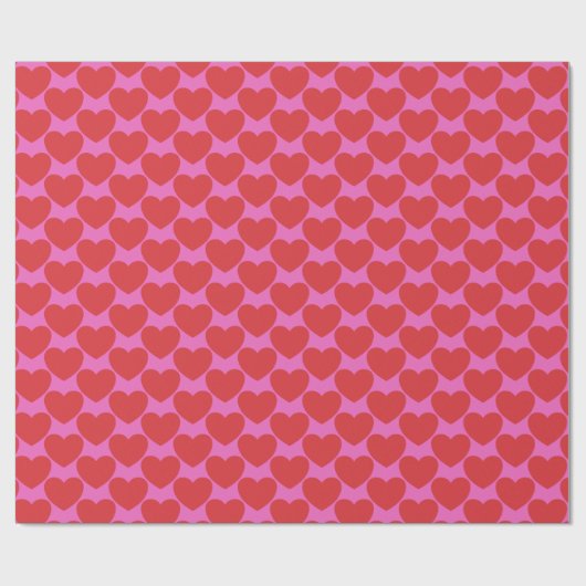 Valentine's Day Pink and Red Heart Pattern Cadeaupapier (Vlak)