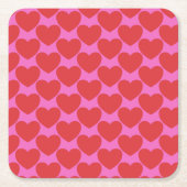 Valentine's Day Pink and Red Heart Pattern Party Kartonnen Onderzetters (Voorkant)