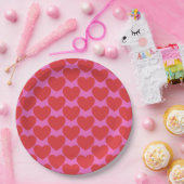 Valentine's Day Pink and Red Heart Pattern Party Papieren Bordje (Feest)