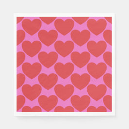 Valentine's Day Pink and Red Heart Pattern Party Servet