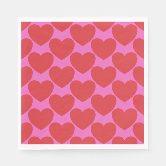 Valentine's Day Pink and Red Heart Pattern Party Servet (Voorkant)